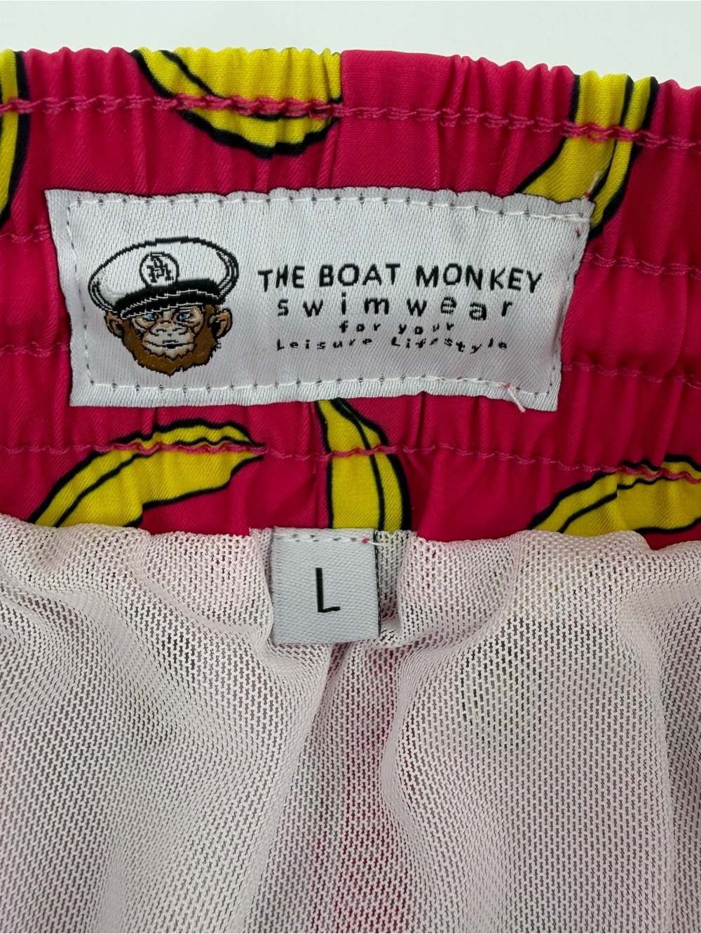 The Boat Monkey Men's Swim Trunks L Pink Bananas - Picture 6 of 8